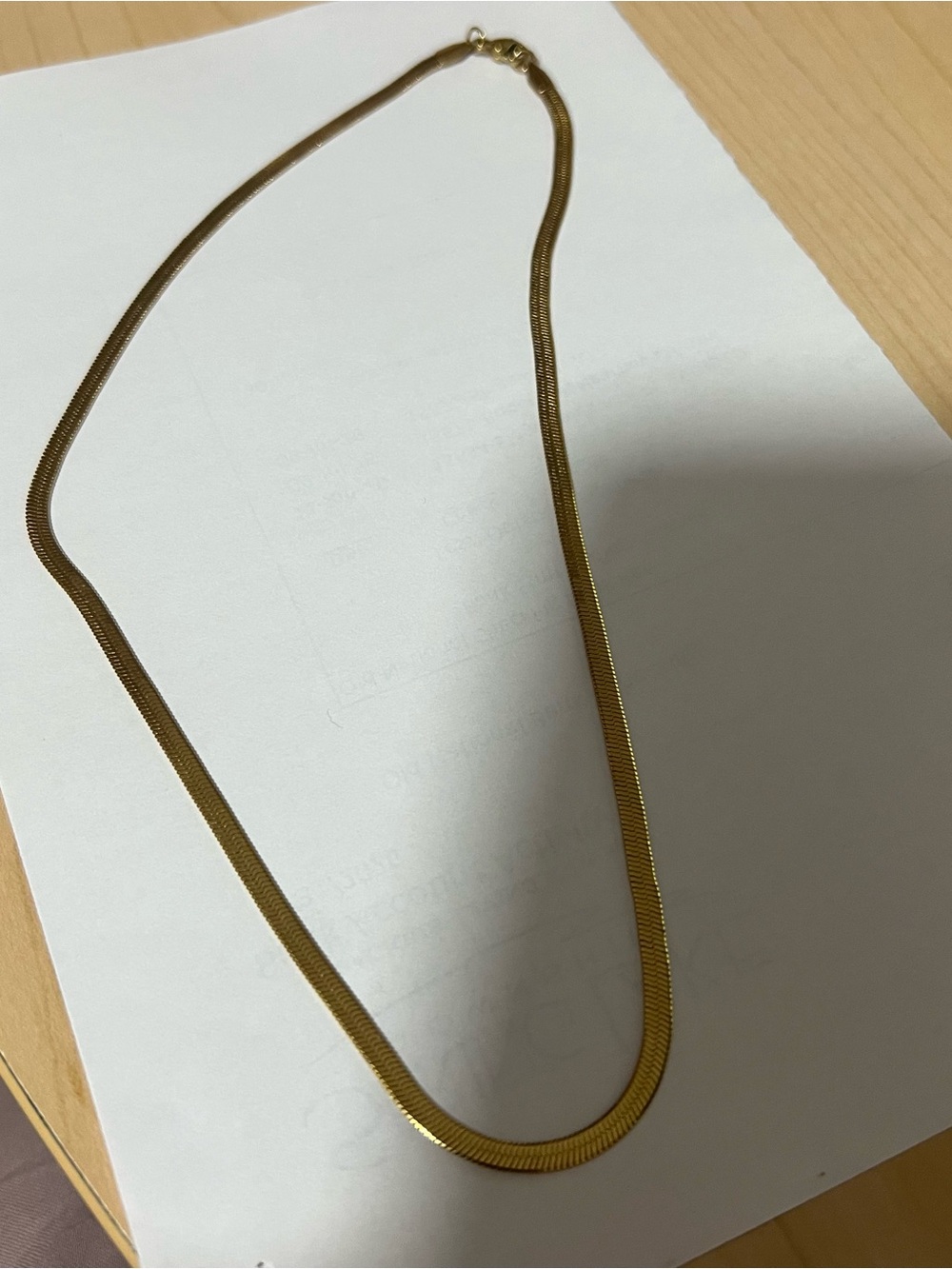 Gold Herringbone Chain Necklace - 16” Women’s Necklace
